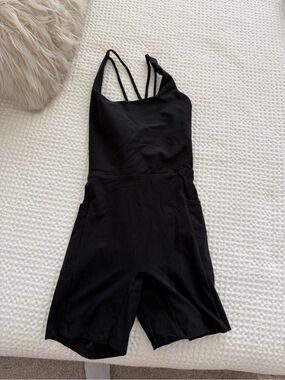 Black Strappy Women's Jumpsuit Shorts
